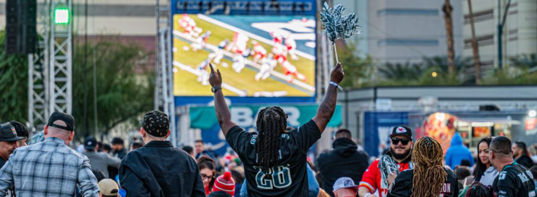 Football Fan Celebrating at Biggest Big Game Bash at DLVEC