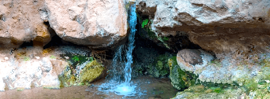 A small waterfall along the hike to Golden Strike Hot Springs in Nevada