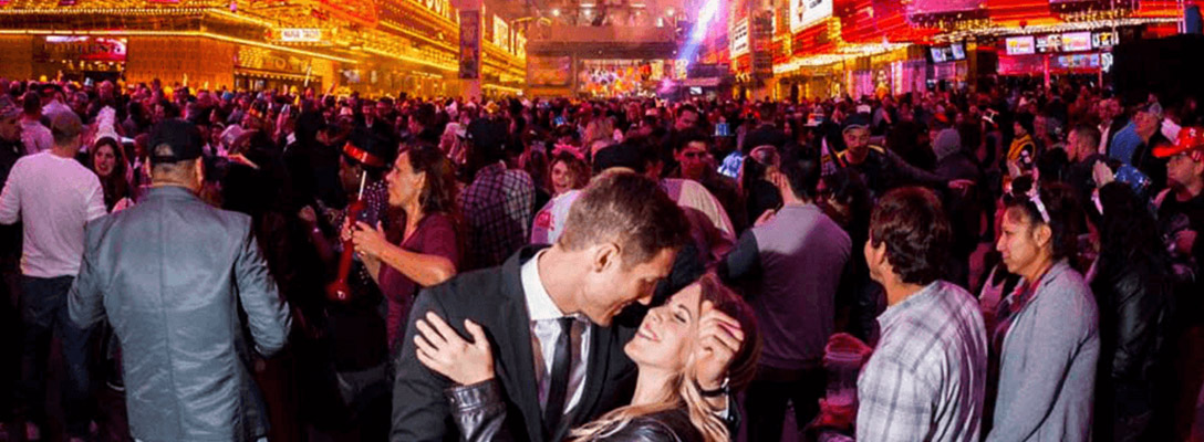 Couple Kissing at New Year’s Eve Fremont Street Party