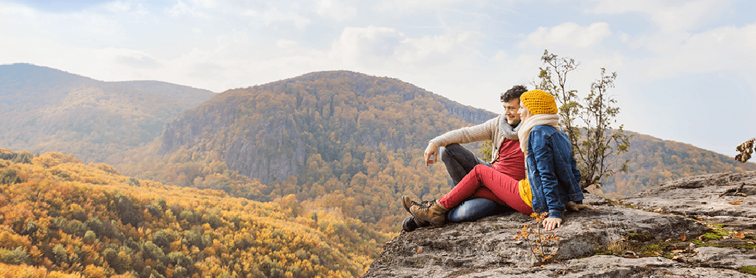 Couple on Mount Charleston Hike for Date in Winter