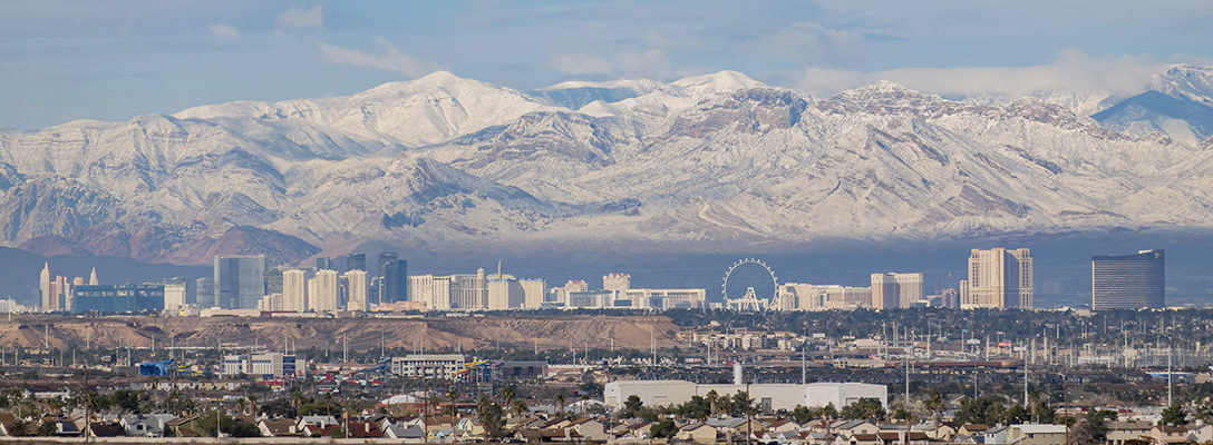 Distant Shot of Las Vegas in Winter