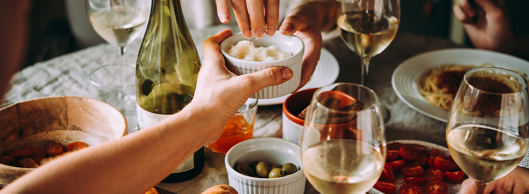 Friends Pairing White Wine with Pasta