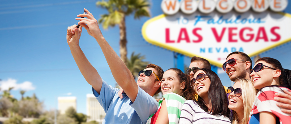 Friends Taking a Selfie on Group Trip to Vegas