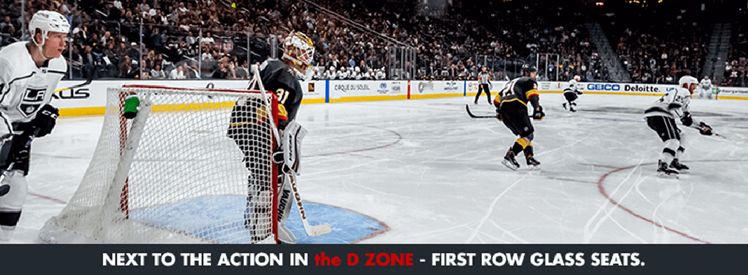 Front row view of the NHL Golden Knights game