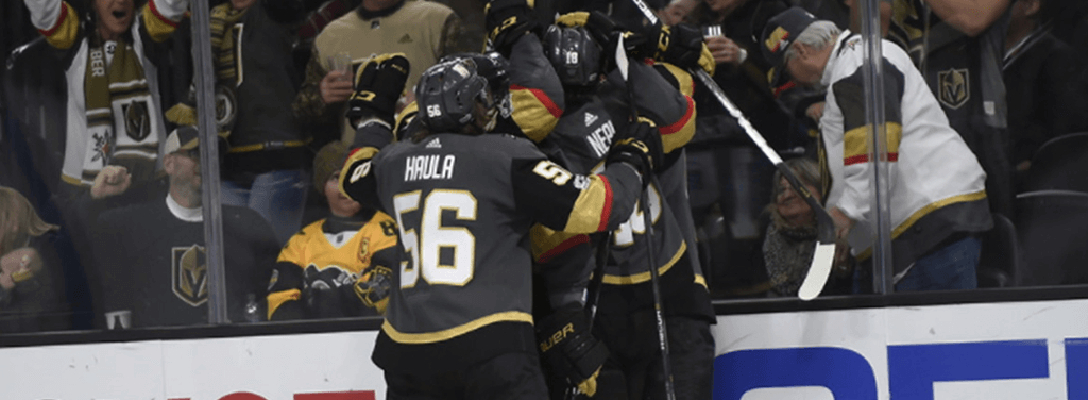 Golden Knights team members huddled up