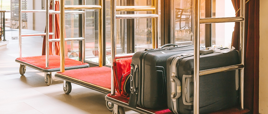 Group of Bags on Cart at Las Vegas Hotel