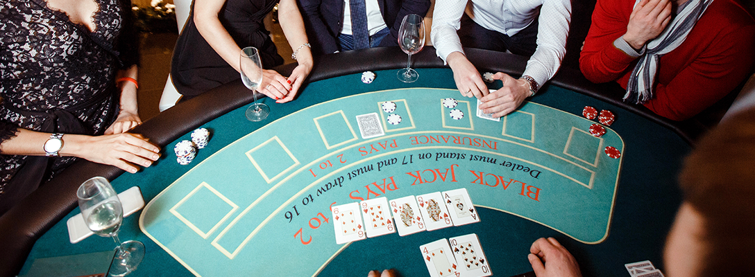 Group of People Playing Blackjack in Las Vegas