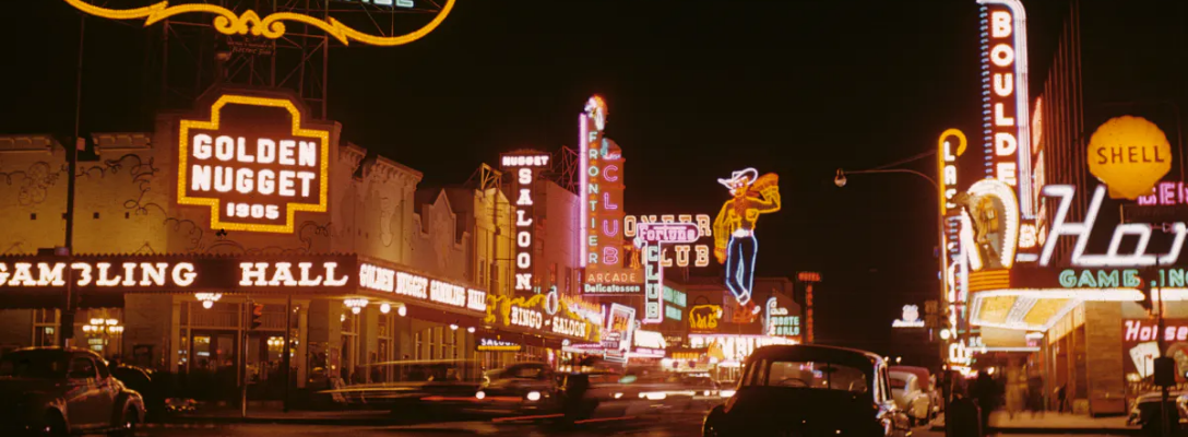 Historical Downtown Las Vegas Neon Signs in 1952