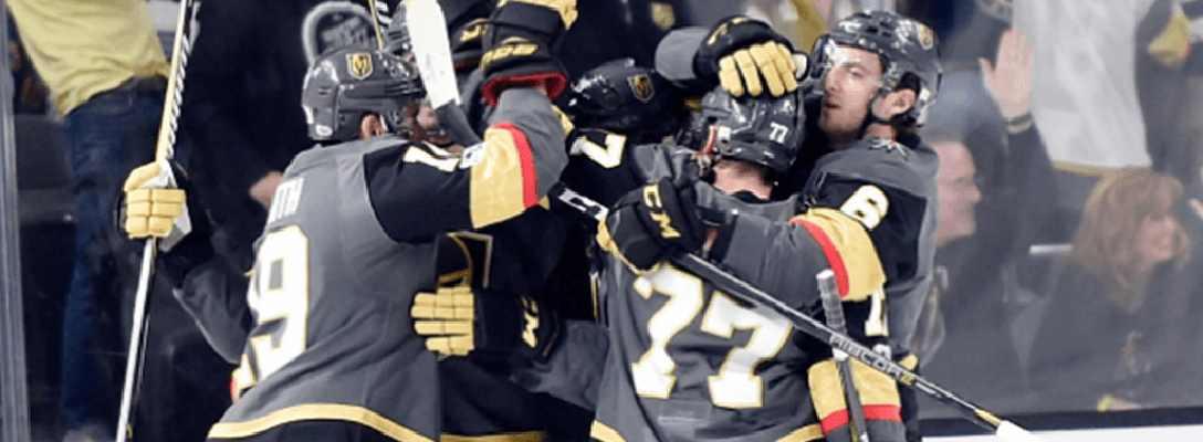 Majority of the Las Vegas Golden Knights team on the ice