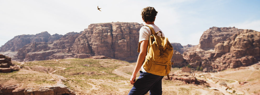 Man Hiking Near Las Vegas on Nevada Trails