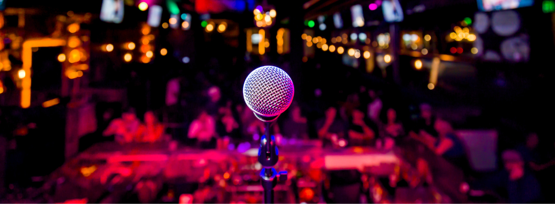 Microphone at Live Comedy Show in Las Vegas