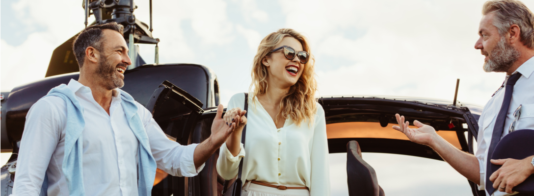 Newlywed Couple Taking Helicopter Ride in Vegas