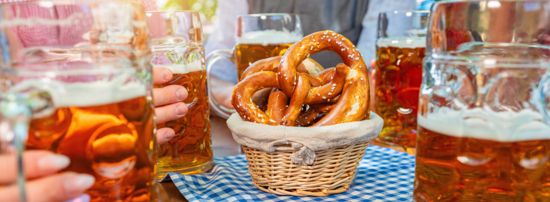Table of Steins and Pretzels at Las Vegas Oktoberfest Event
