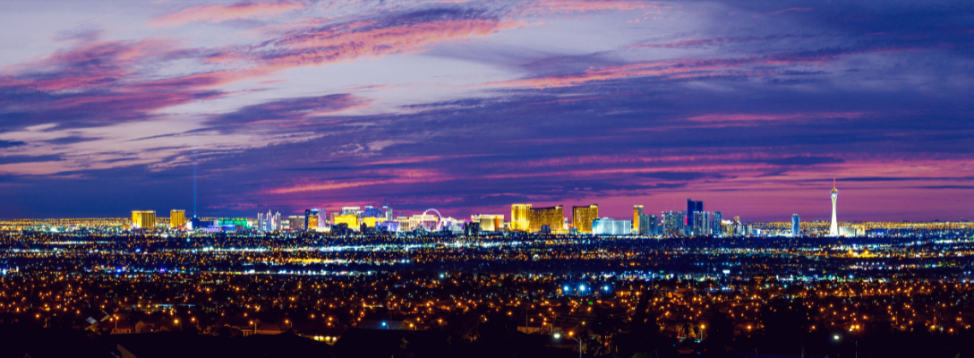 View of Las Vegas Skyline at Sunset