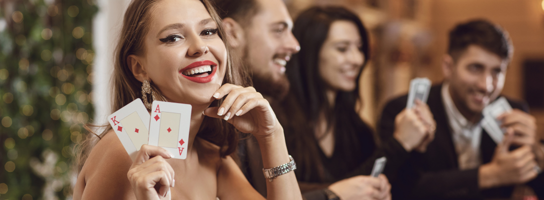 Woman Enjoying First Time in Casino in Las Vegas