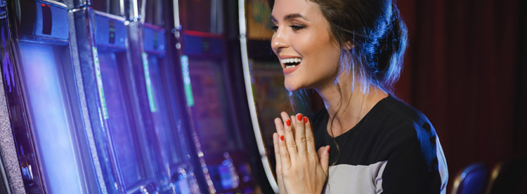 Woman Winning Las Vegas Jackpot at Slot Machines