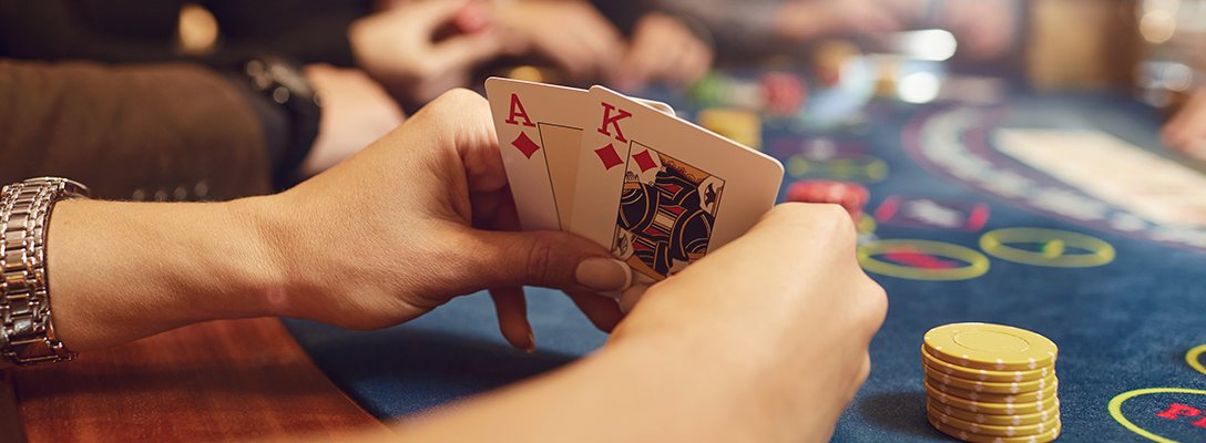 Woman Playing Poker in Las Vegas Casino