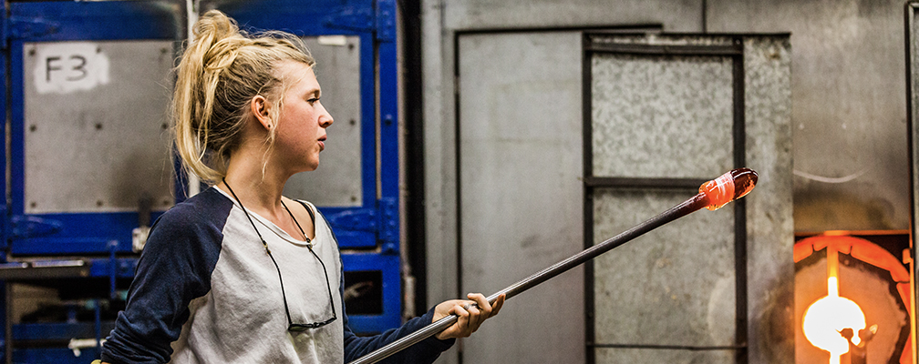 Woman Taking Las Vegas Classes for Glass Blowing