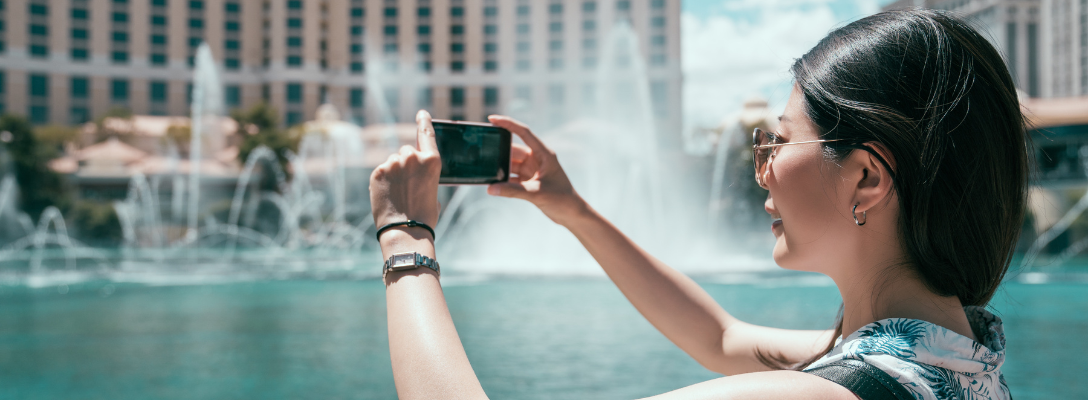 Woman Taking Las Vegas Photo Op on The Strip