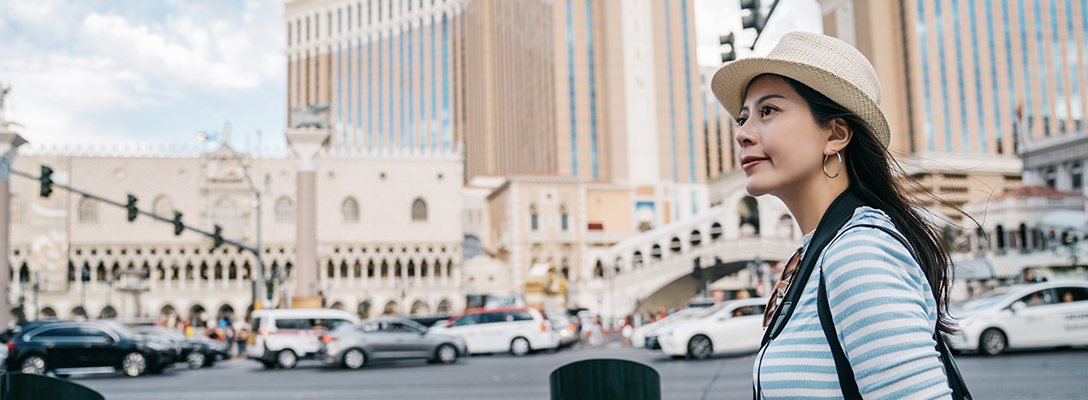 Woman Visiting Las Vegas in the Fall