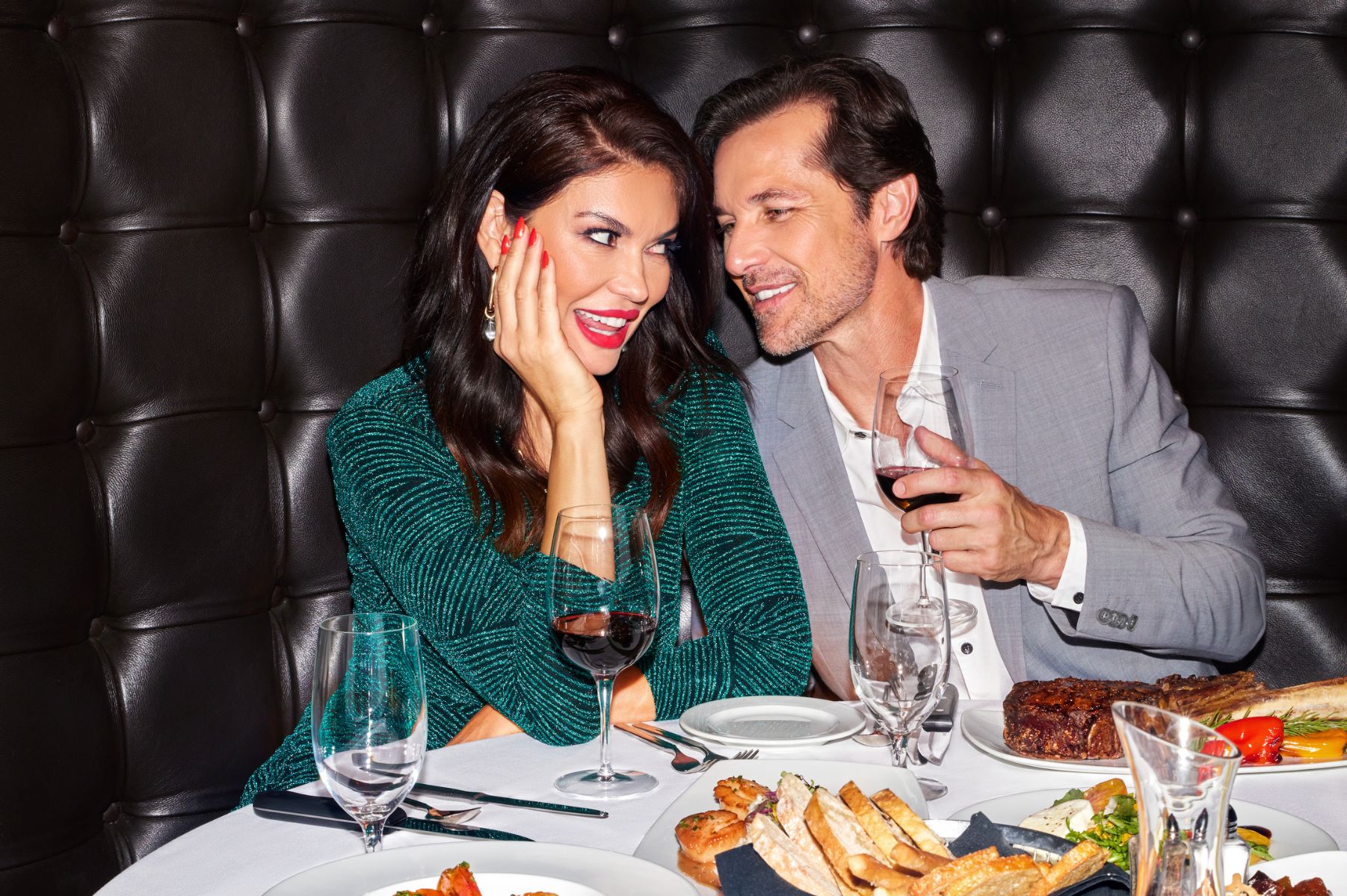 couple eating at a fine dining steakhouse